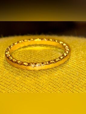 Gold plated Textured thin Stacking Ring - Women Jewelry size 7